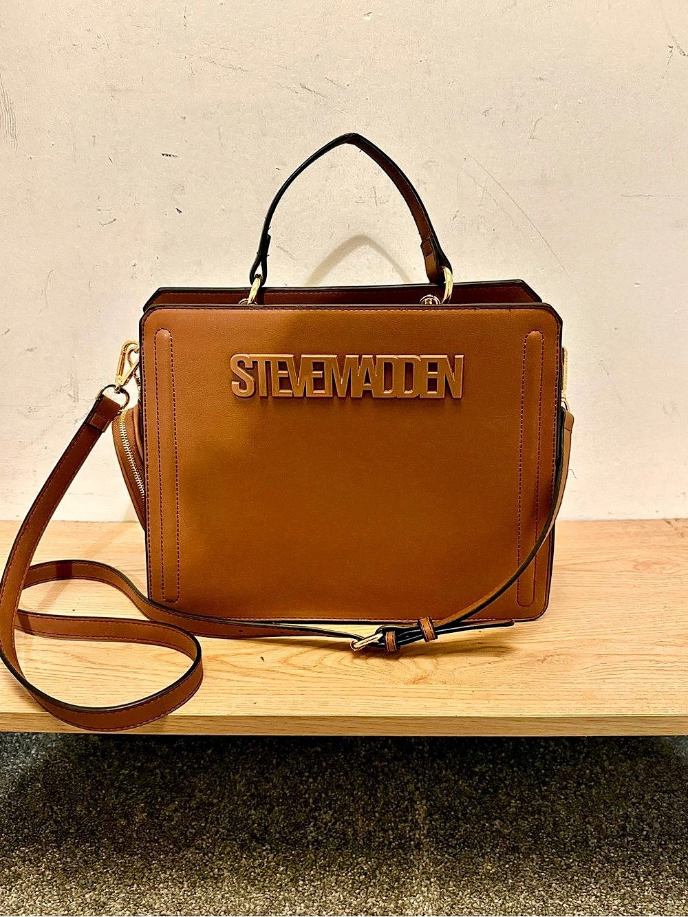 Steve Madden Brown Satchel with Crossbody Strap